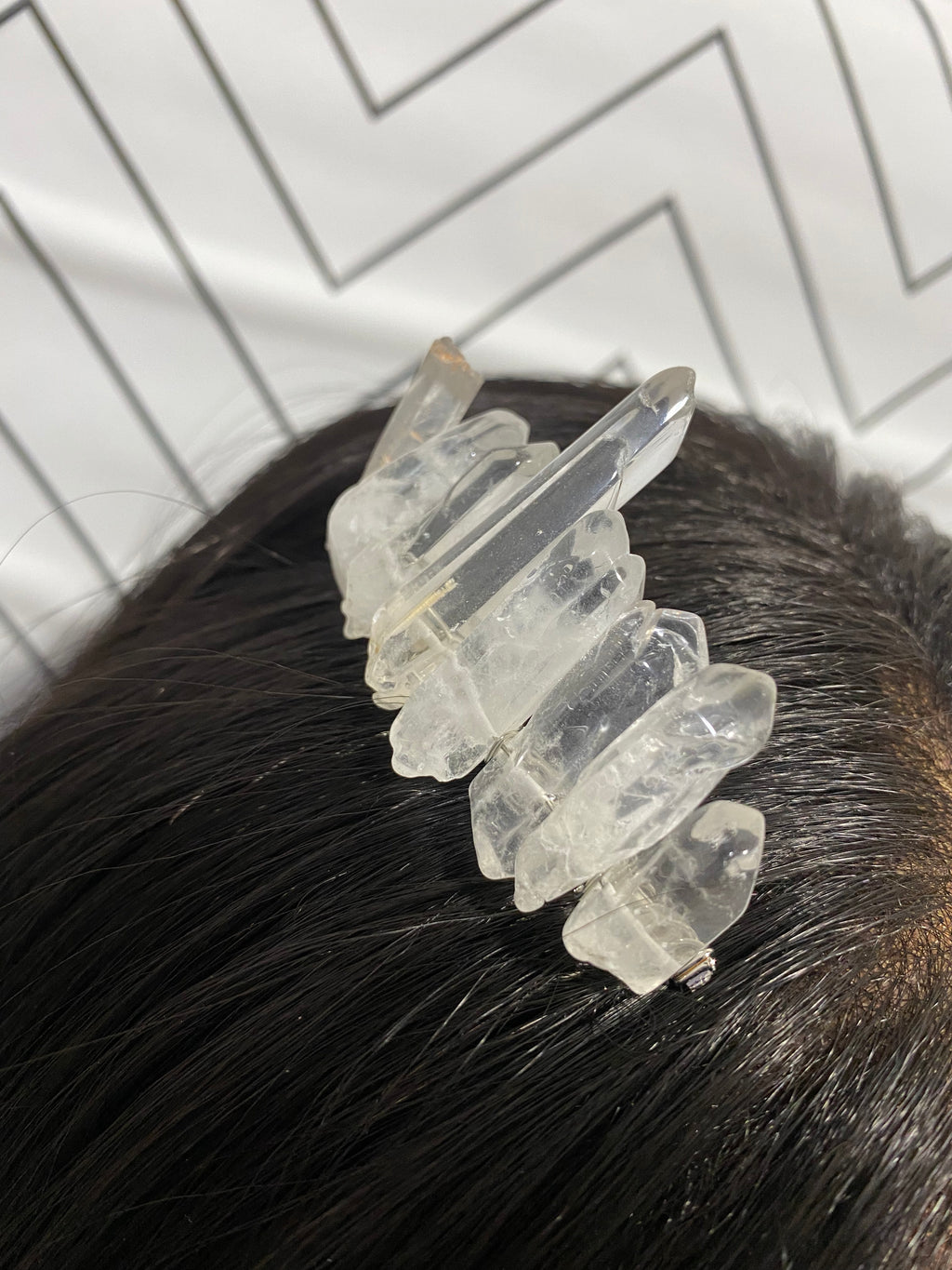 Handmade Clear Quartz Crystal Hair Clip