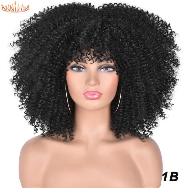 Kinky Curly Wig With Bangs