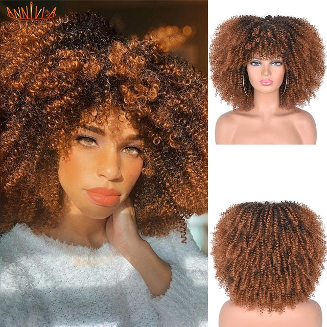 Kinky Curly Wig With Bangs