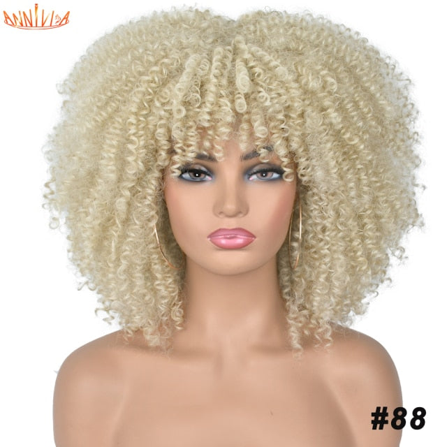 Kinky Curly Wig With Bangs