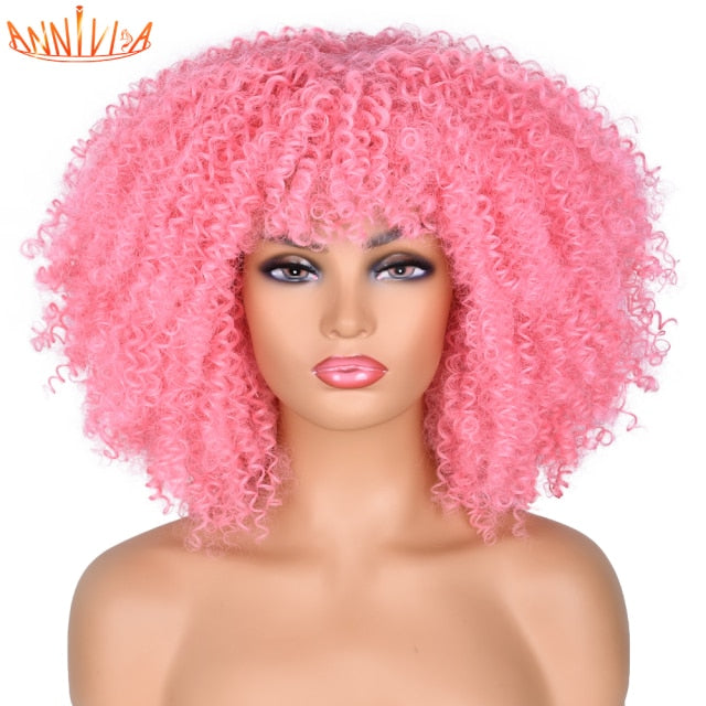 Kinky Curly Wig With Bangs