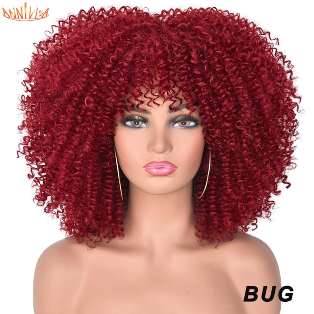 Kinky Curly Wig With Bangs