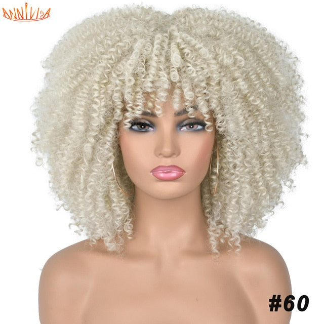 Kinky Curly Wig With Bangs
