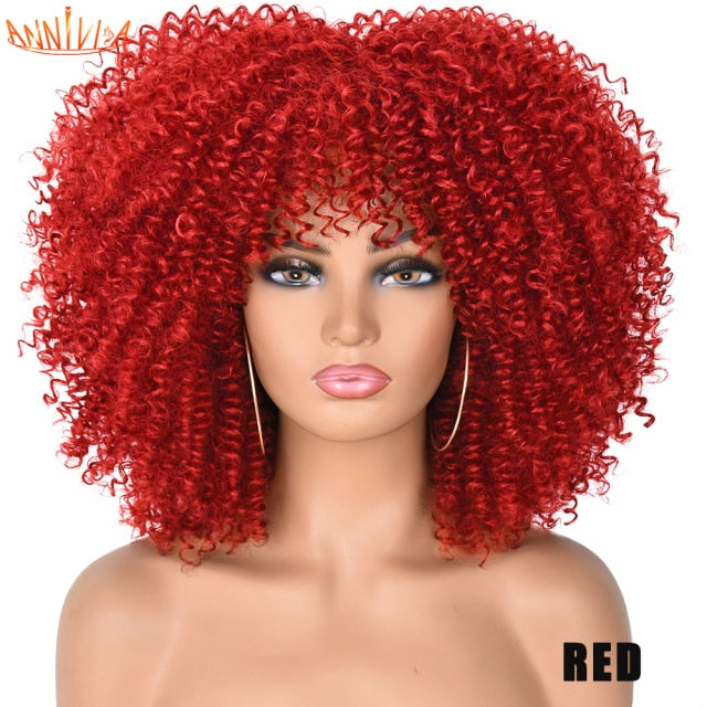 Kinky Curly Wig With Bangs