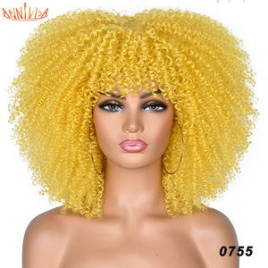 Kinky Curly Wig With Bangs