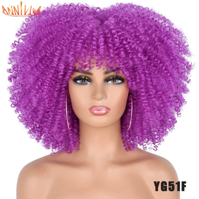 Kinky Curly Wig With Bangs