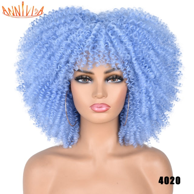 Kinky Curly Wig With Bangs